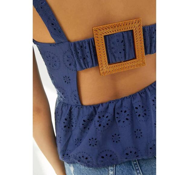 New Anthropologie x Hutch Dorri Buckle-Back Tank Top $128 SIZE 8 Blue - Picture 5 of 5